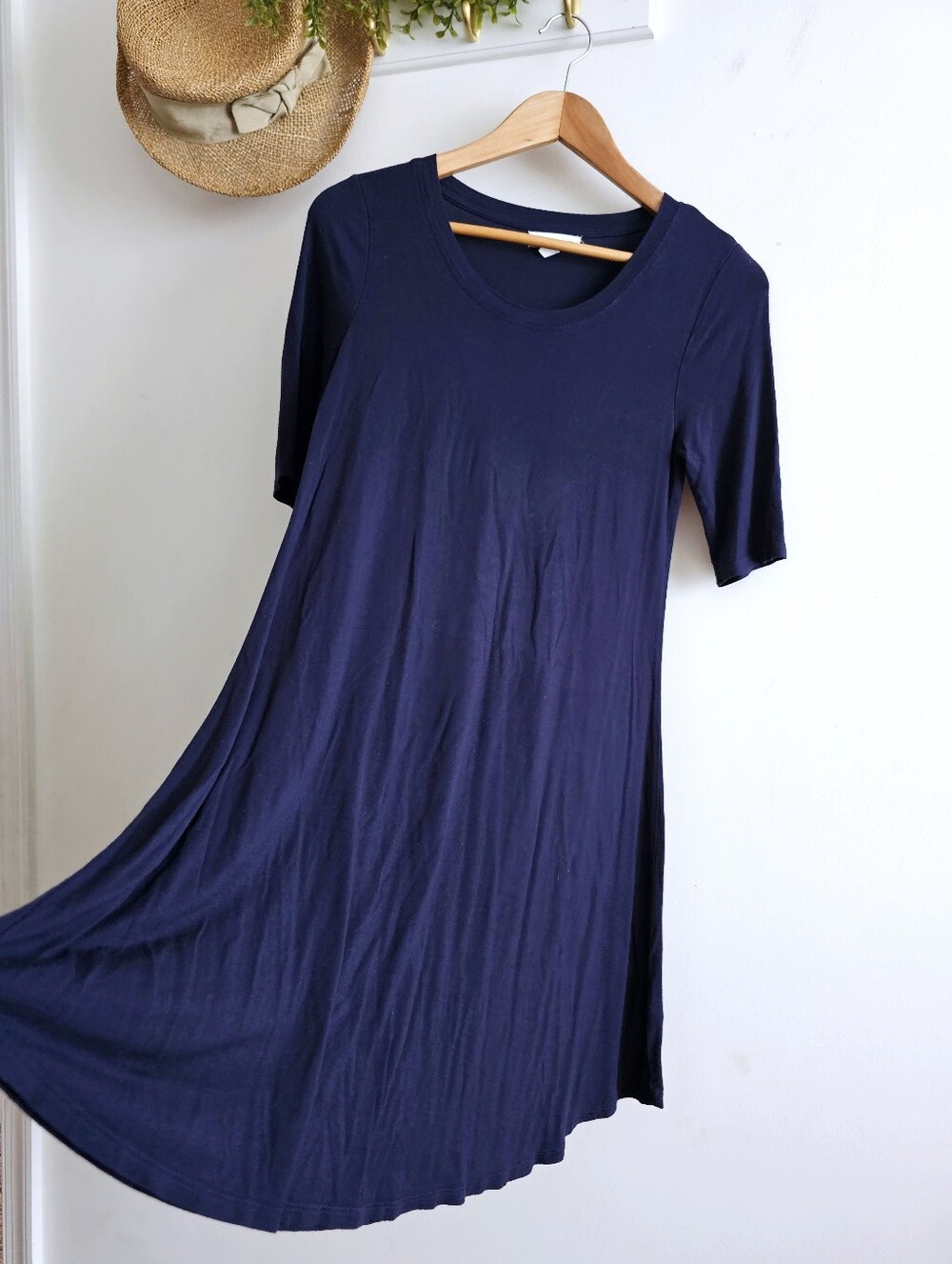Rio & Rian Women’s Navy Blue Swing T-Shirt Dress S Stretch Midi
